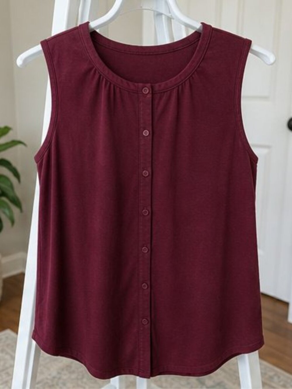 Burgundy Pleated Blouse